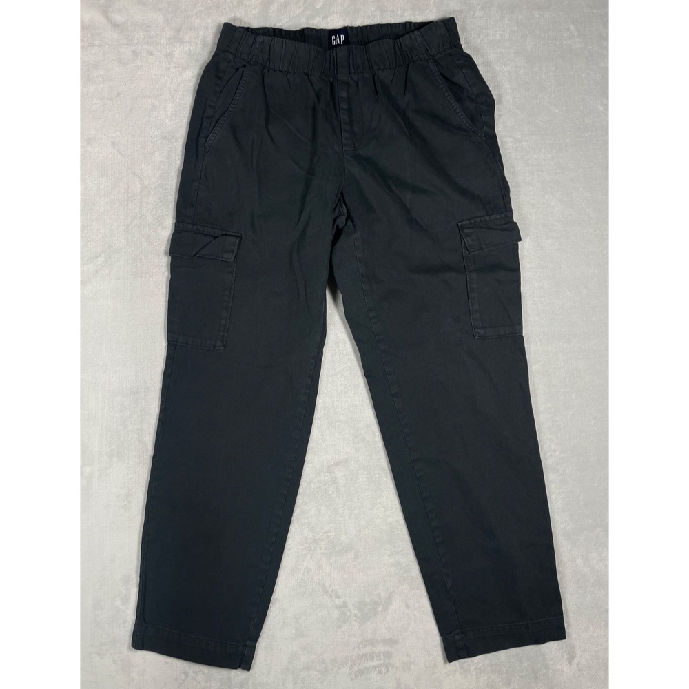 GAP Cargo Pants Men's M Black Elastic Waist Straight Leg Cotton Utility